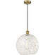 Edison White Mouchette 1 Light 13.75 inch Brushed Brass Cord Hung Pendant Ceiling Light