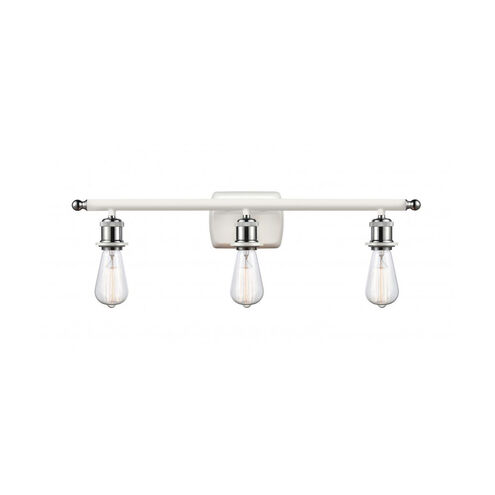 Ballston Bare Bulb 3 Light 26 inch White and Polished Chrome Bath Vanity Light Wall Light, Ballston