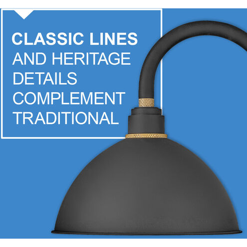 Foundry Dome Outdoor Barn Light in Textured Black, Gooseneck