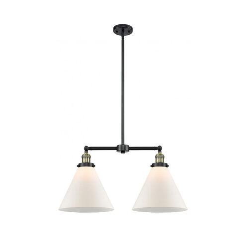 Franklin Restoration X-Large Cone LED 21 inch Black Antique Brass Chandelier Ceiling Light in Matte White Glass, Franklin Restoration