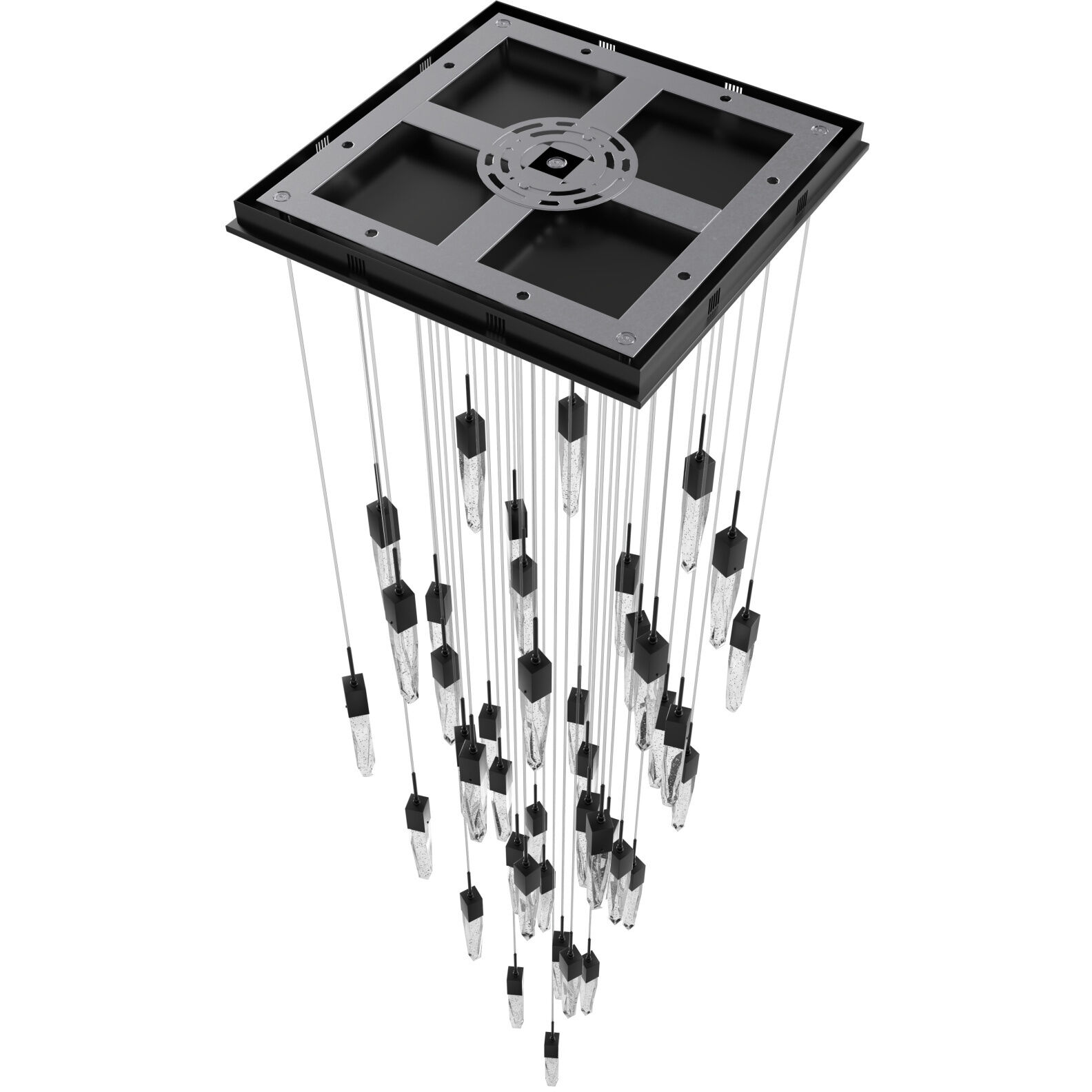 Aspen LED 36 inch Dark Bronze Multi Port Pendant Ceiling Light in Bubbled