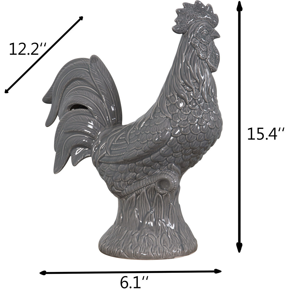 Americana Grey Rooster Statue