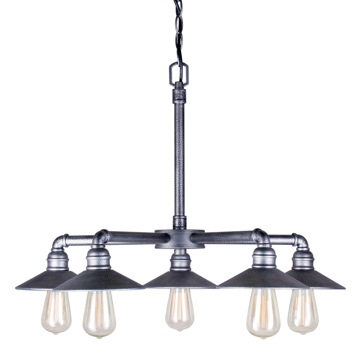 Signature 5 Light 27 inch Industrial Gray Chandelier Ceiling Light