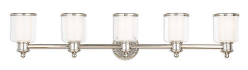 Middlebush 5 Light 45 inch Polished Nickel Bath Vanity Wall Light