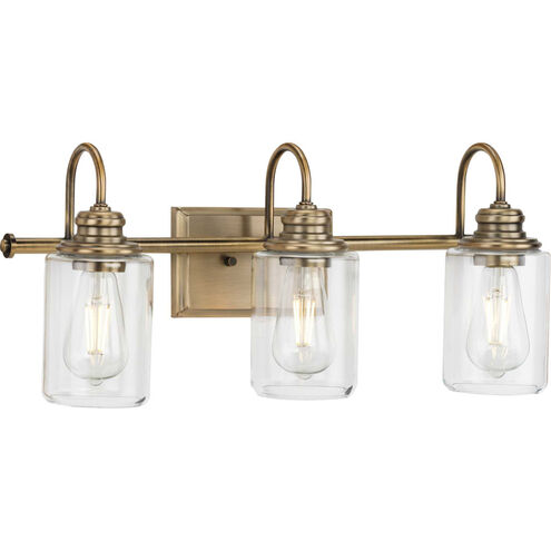 Aiken 3 Light 23 inch Vintage Brass Bath Vanity Light Wall Light