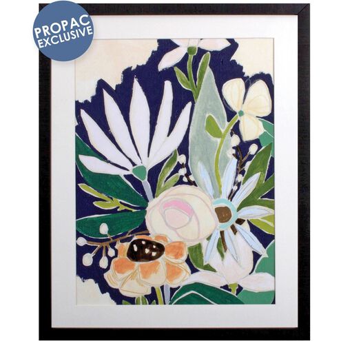 Florals Collection Blue Framed Art