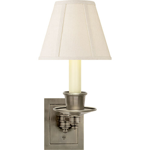 Swing Arm Sconce 7 inch 40.00 watt Antique Nickel Swing Arm Sconce Wall Light in Linen 1