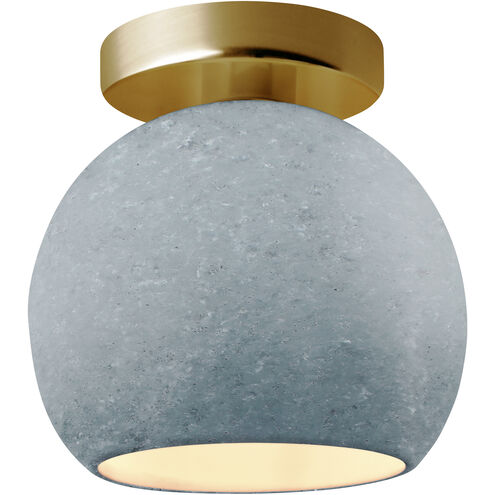 Radiance 1 Light 10 inch Brushed Brass and Concrete Semi-Flush Ceiling Light