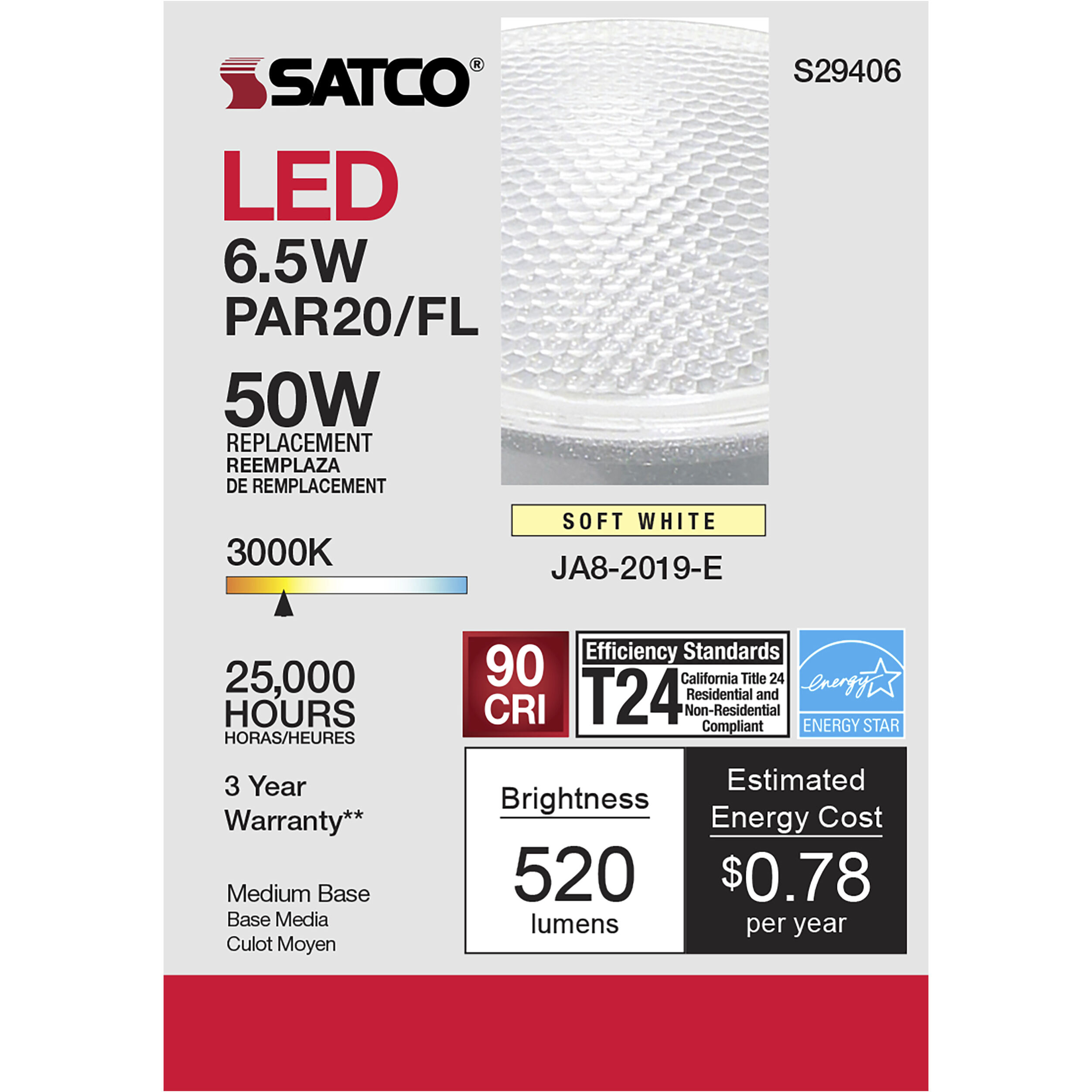 Lumos LED PAR20 Medium 6.50 watt 120 3000K LED Bulb