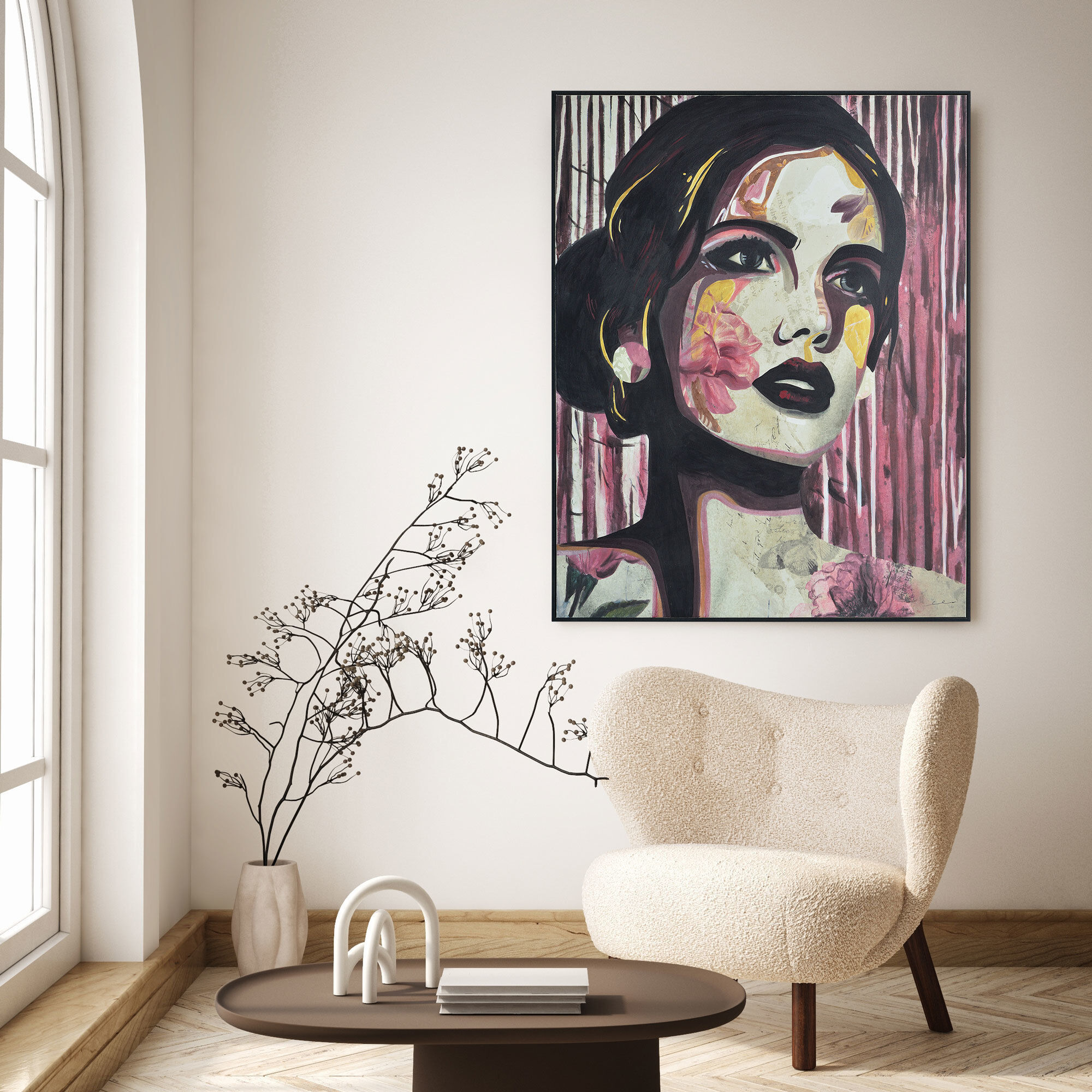 Andretta Burgundy and Black Canvas Art