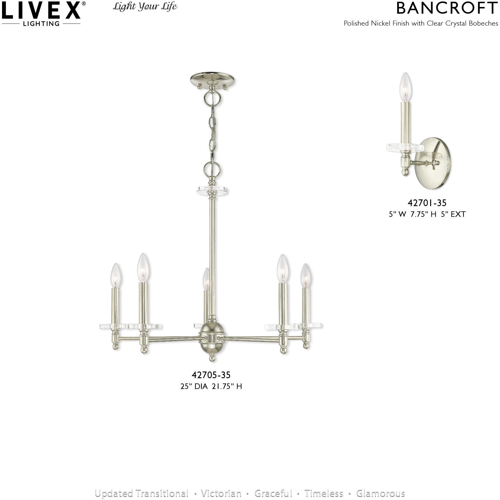 Bennington 1 Light 5 inch Polished Nickel Wall Sconce Wall Light