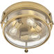 Harper 3 Light 15.75 inch Heritage Brass Indoor Flush Mount Ceiling Light