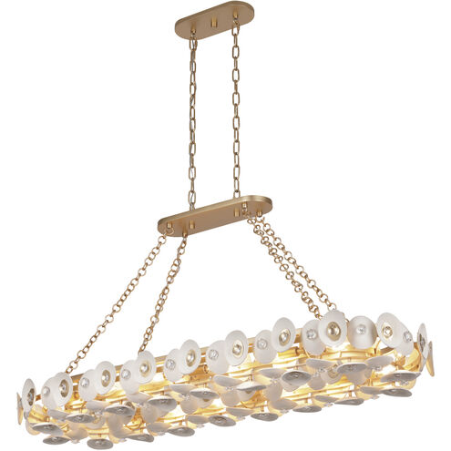 Niu 14 Light 49 inch Coconut Shell Gold / Coconut Shell White Island Light Ceiling Light