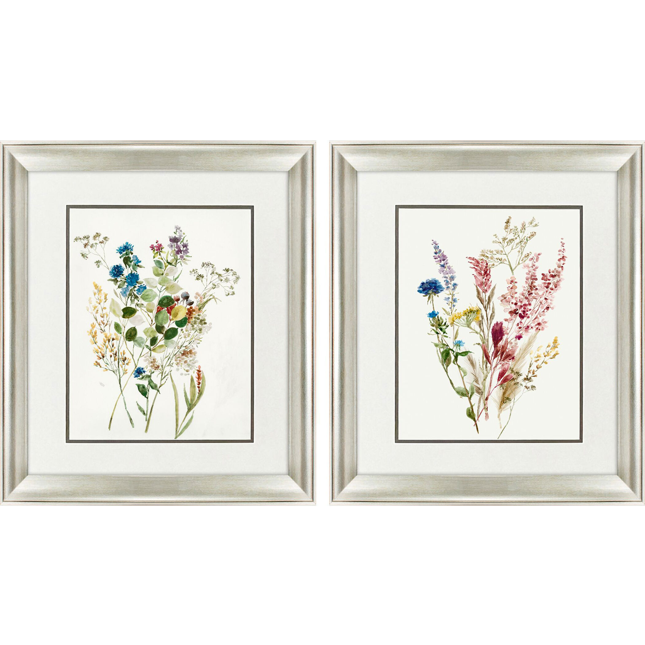 Delicate Flowers Multi and Green and Brown and Pink Framed Art, Propac