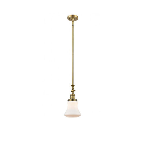 Franklin Restoration Bellmont 1 Light 7 inch Brushed Brass Mini Pendant Ceiling Light in Matte White Glass, Franklin Restoration