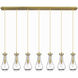 Owego 7 Light 48.88 inch Brushed Brass Linear Pendant Ceiling Light in Clear Glass