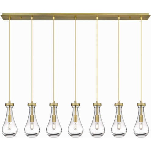 Owego 7 Light 48.88 inch Brushed Brass Linear Pendant Ceiling Light in Clear Glass