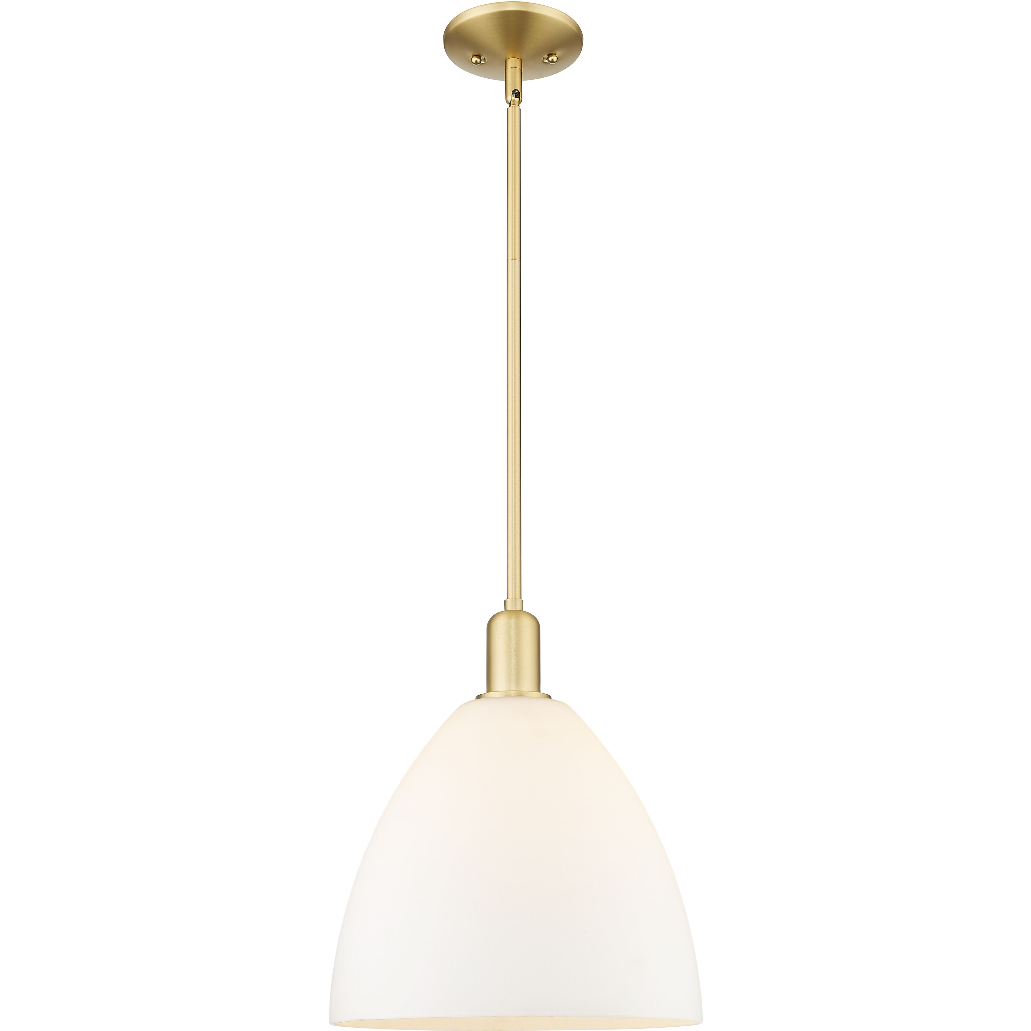 Arcadia Bristol 1 Light 12 inch Satin Gold Mini Pendant Ceiling Light in Matte White
