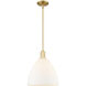 Arcadia Bristol 1 Light 12 inch Satin Gold Mini Pendant Ceiling Light in Matte White