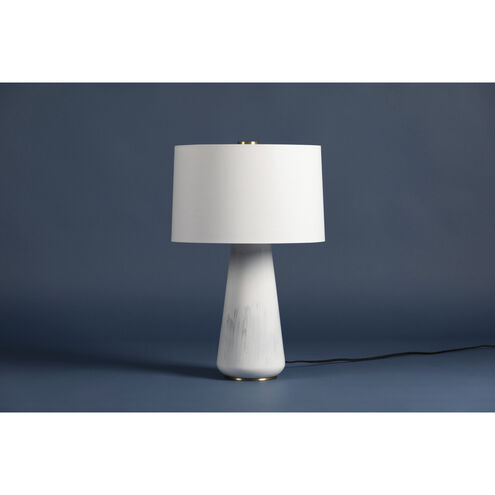 Saugerties 26 inch 60.00 watt Aged Brass and Gloss White Ash Ceramic Table Lamp Portable Light