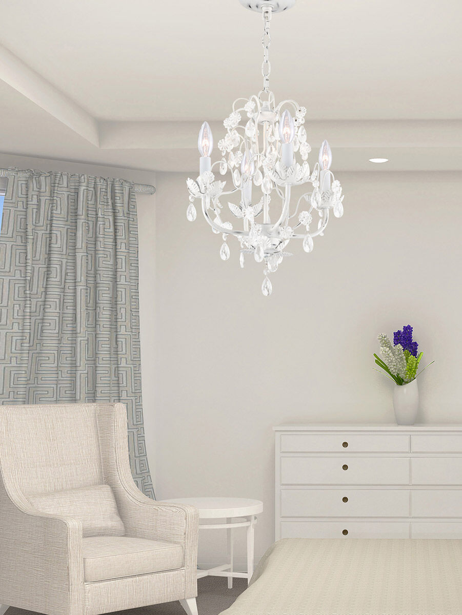 Athena 4 Light 14 inch Antique White Chandelier Ceiling Light