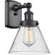 Ballston Large Cone 1 Light 8 inch Matte Black Sconce Wall Light in Seedy Glass, Ballston