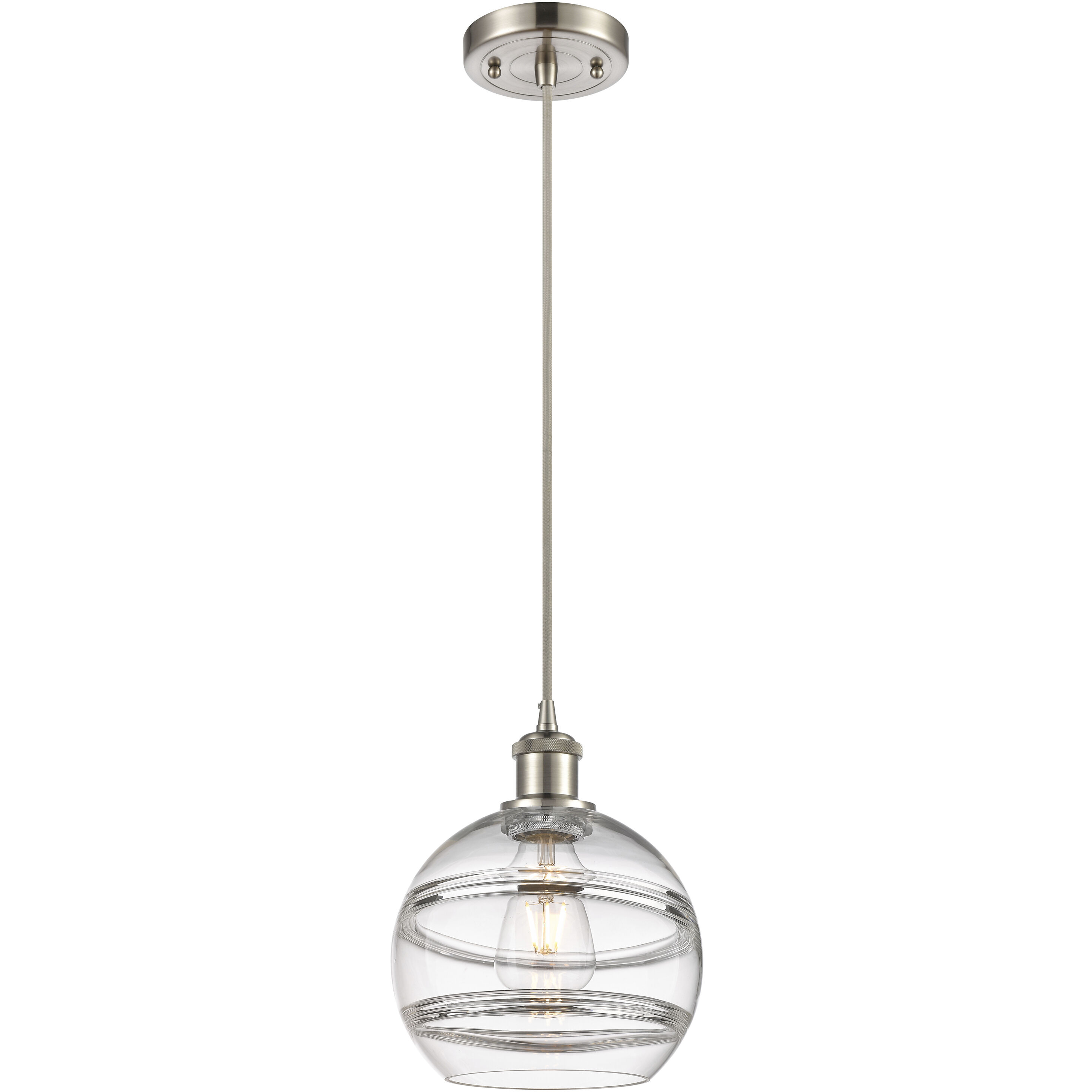 Ballston Rochester 1 Light 8 inch Brushed Satin Nickel Cord Hung Mini Pendant Ceiling Light