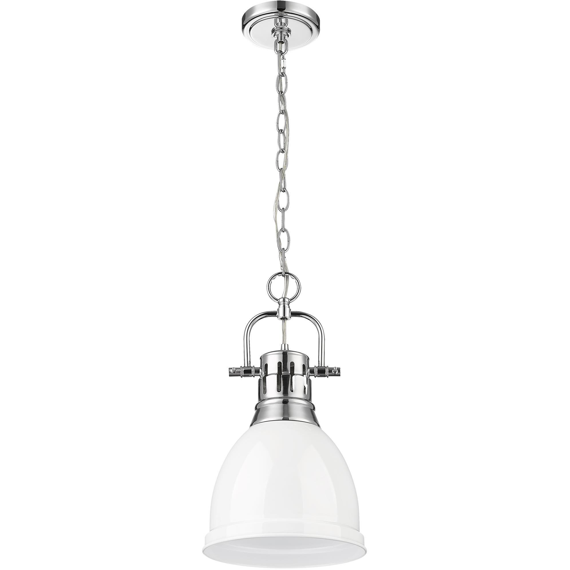 Yep Duncan Pendant Ceiling Light in Chrome, White, Small