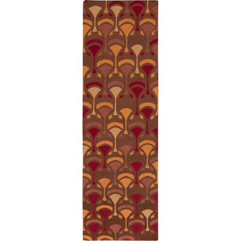 Voyages 96 X 30 inch Dark Red, Bright Orange, Dark Brown Rug