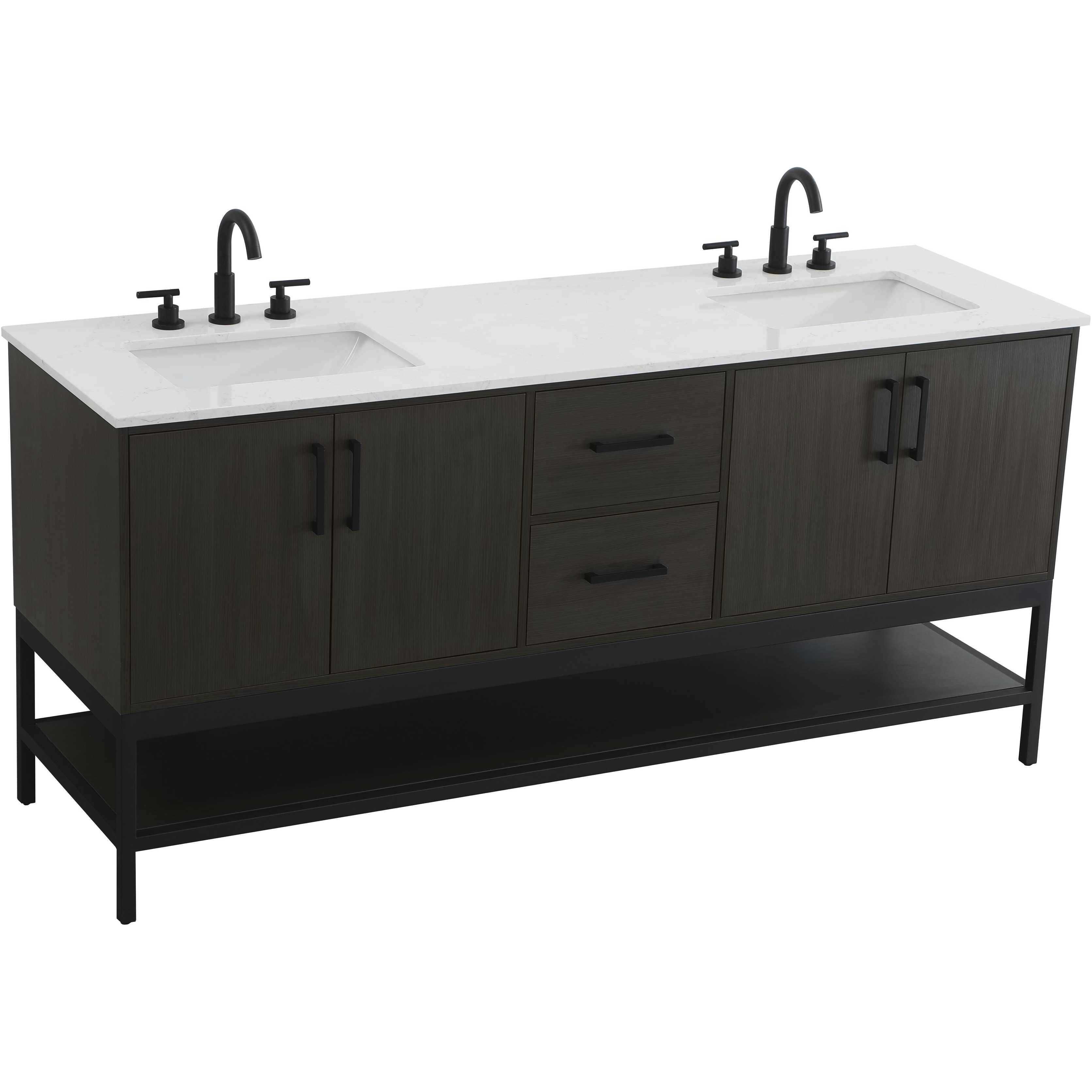 Lennox 72 X 34 inch Mocha Brown Bathroom Vanity Cabinet