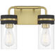 Marbridge 2 Light 12 inch Vintage Brass and Matte Black Bathroom Vanity Light Wall Light