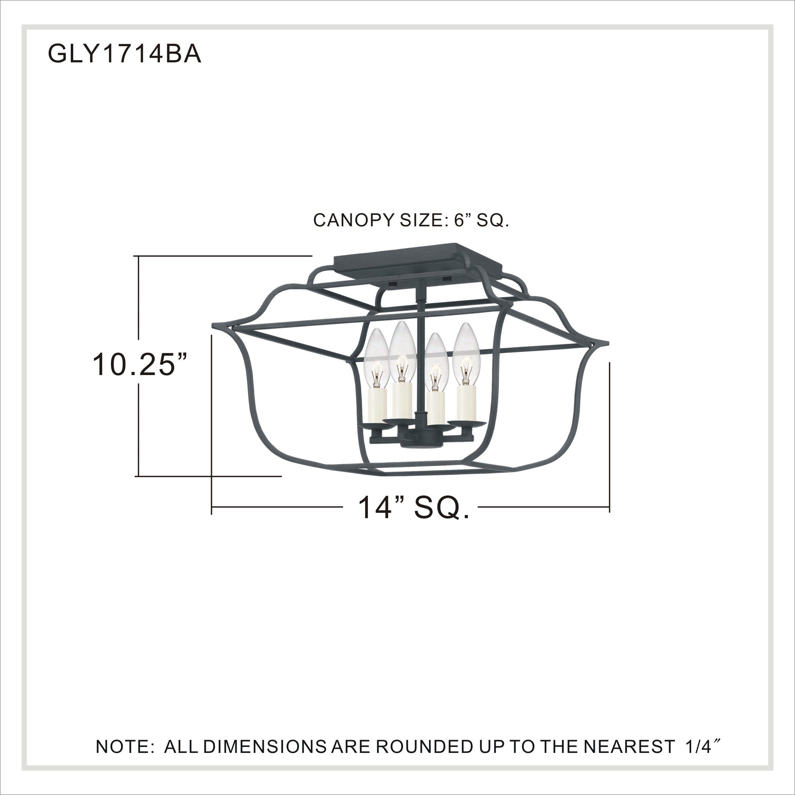 Gallery 4 Light 14 inch Royal Ebony Semi-Flush Mount Ceiling Light 