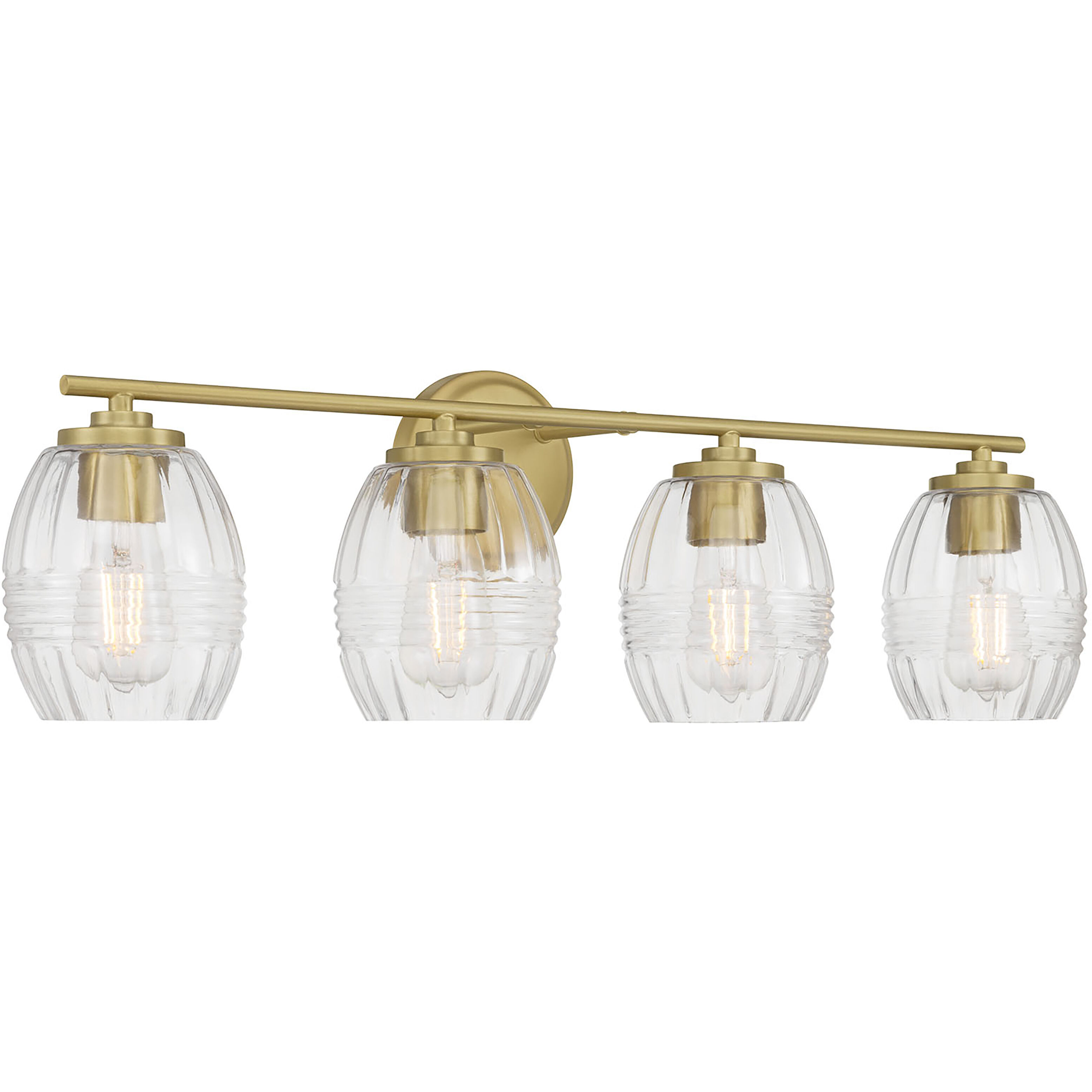 Miravelle 4 Light 30.5 inch Vintage Brass Bathroom Vanity Light Wall Light