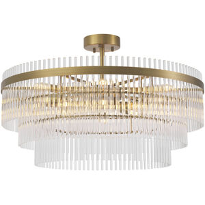 East 12 Light 31.89 inch Antique Brass Flush Mount Ceiling Light