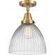 Franklin Restoration Seneca Falls 1 Light 10 inch Brushed Brass Flush Mount Ceiling Light
