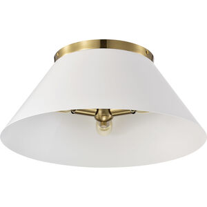 Dover 3 Light 20 inch White/Vintage Brass Flush Ceiling Light