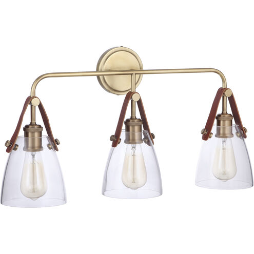 Gallery Hagen 3 Light 26 inch Vintage Brass Vanity Light Wall Light