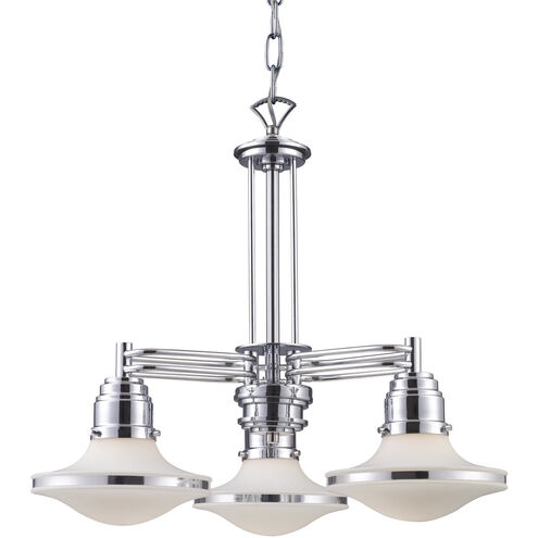 Retrospective 3 Light 22 inch Polished Chrome with White Chandelier Ceiling Light