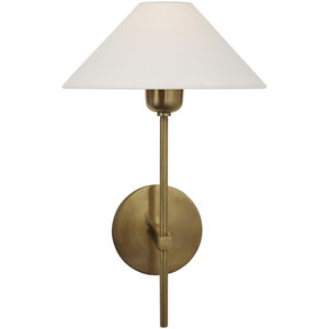 J. Randall Powers Hackney 1 Light 9 inch Hand-Rubbed Antique Brass Single Sconce Wall Light in Linen