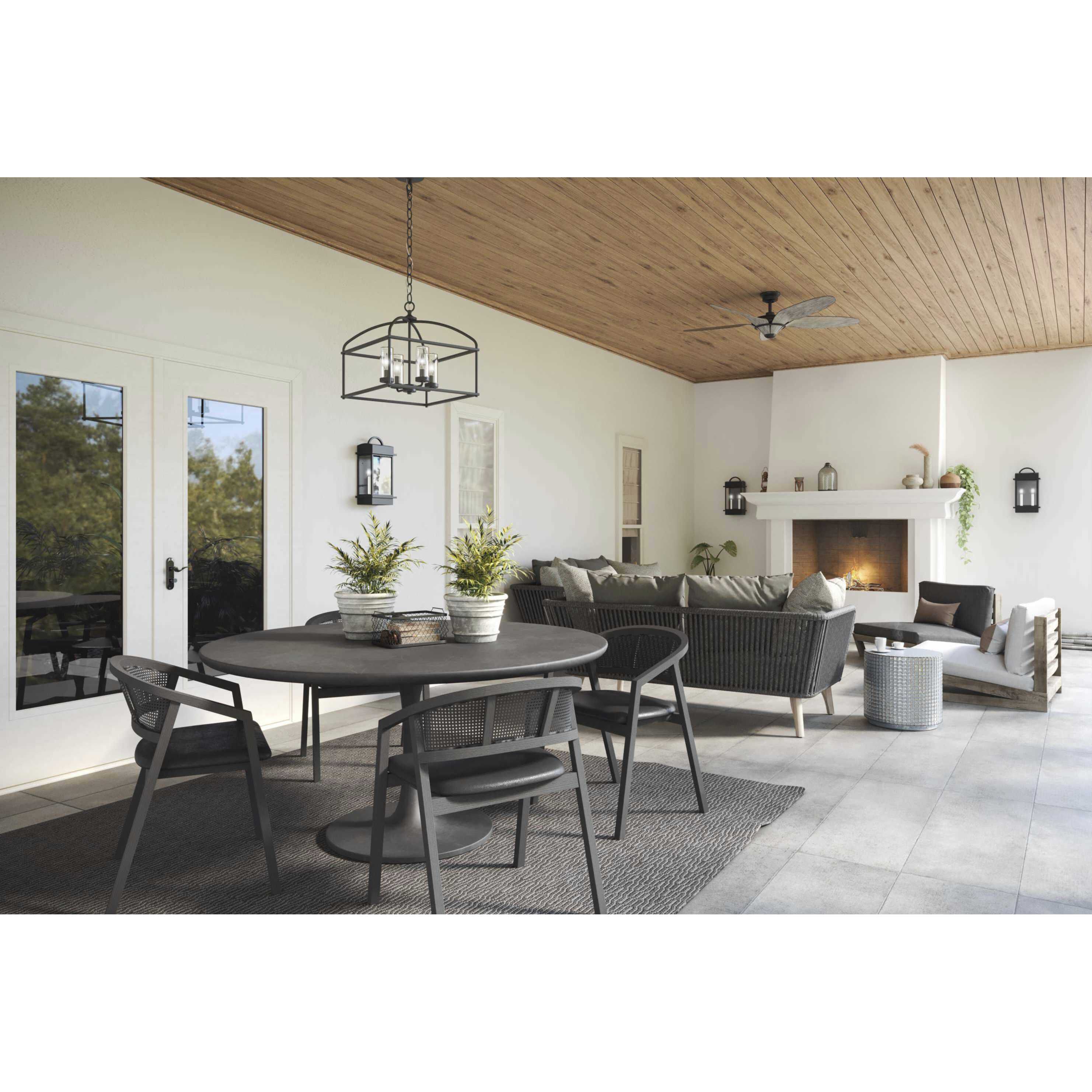 Swansea 4 Light 18 inch Matte Black Outdoor Chandelier