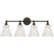 Chapman & Myers Parkington LED 32.5 inch Bronze Bath Bar Wall Light in White Glass