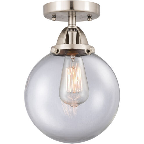 Nouveau 2 Beacon LED 8 inch Brushed Satin Nickel Semi-Flush Mount Ceiling Light in Clear Glass