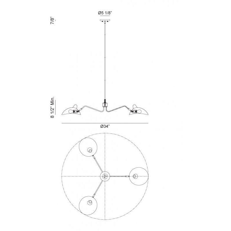 Droid 3 Light 34 inch Bronze and Brushed Gold Pendant Ceiling Light