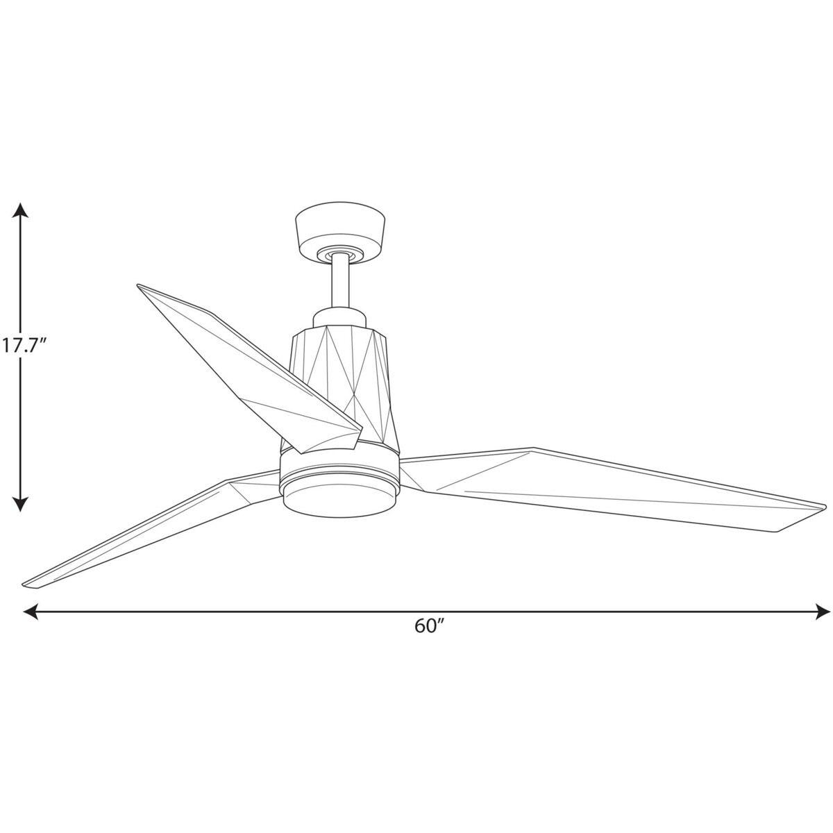 Bixby 60 inch White with Clear/White Metal Flake Blades Ceiling Fan, Progress LED