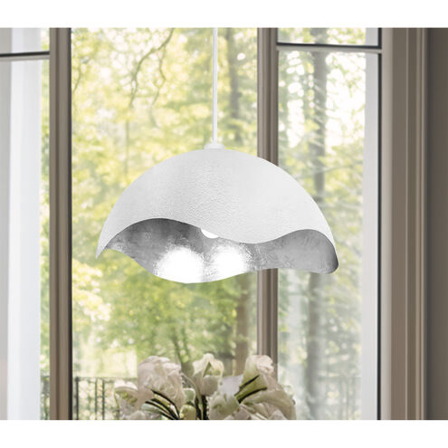 Eclos 1 Light 23.88 inch Textured White With Silver Leaf Inside Pendant Ceiling Light