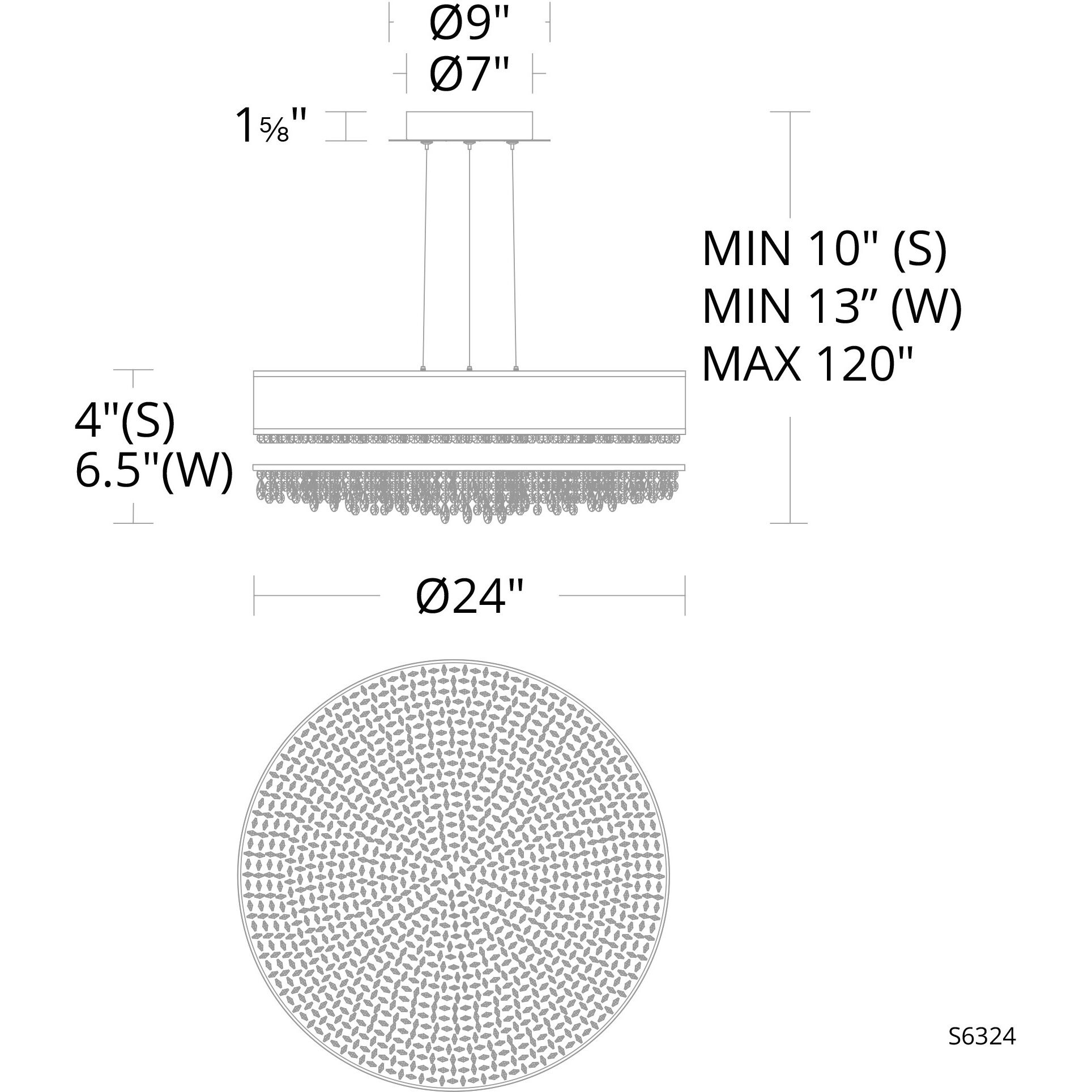 Eclyptix LED LED 24 inch Polished Stainless Steel Pendant Ceiling Light in White, Wavy Layout, Wavy Layout