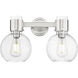 Lawton Sphere 2 Light 15.5 inch Brushed Satin Nickel Bath Vanity Light Wall Light in Seedy Glass