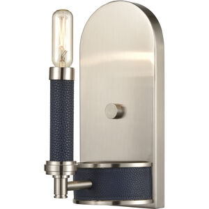 Avenue 1 Light 5 inch Satin Nickel with Blue Sconce Wall Light