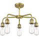 Fenton 5 Light 24.5 inch Brushed Brass Chandelier Ceiling Light in Plated Smoke
