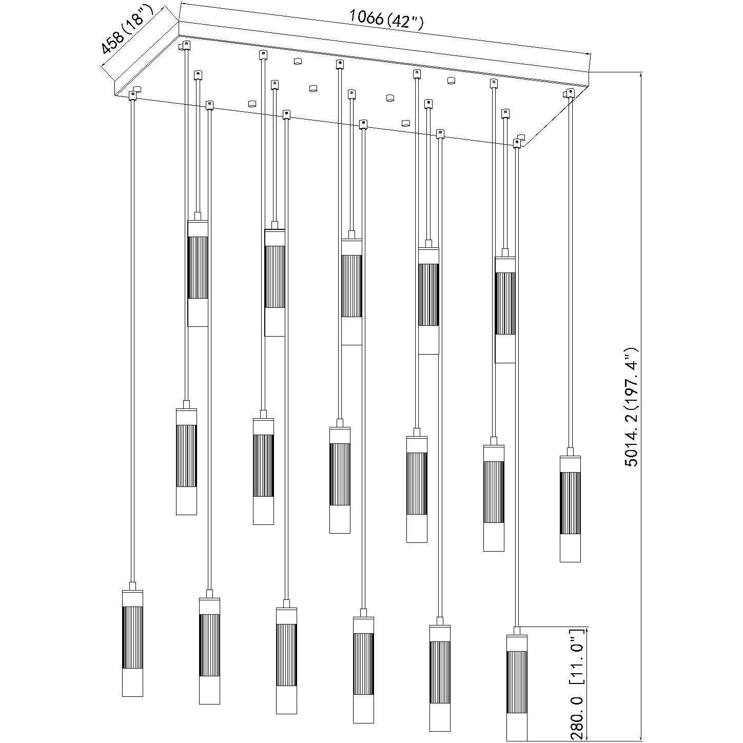 Stari Linear Chandelier Ceiling Light in Brushed Nickel